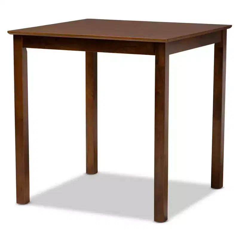 Lenoir Wood Square Counter Height Pub Table Walnut - Baxton Studio: Modern Kitchen & Bar Furniture for 4