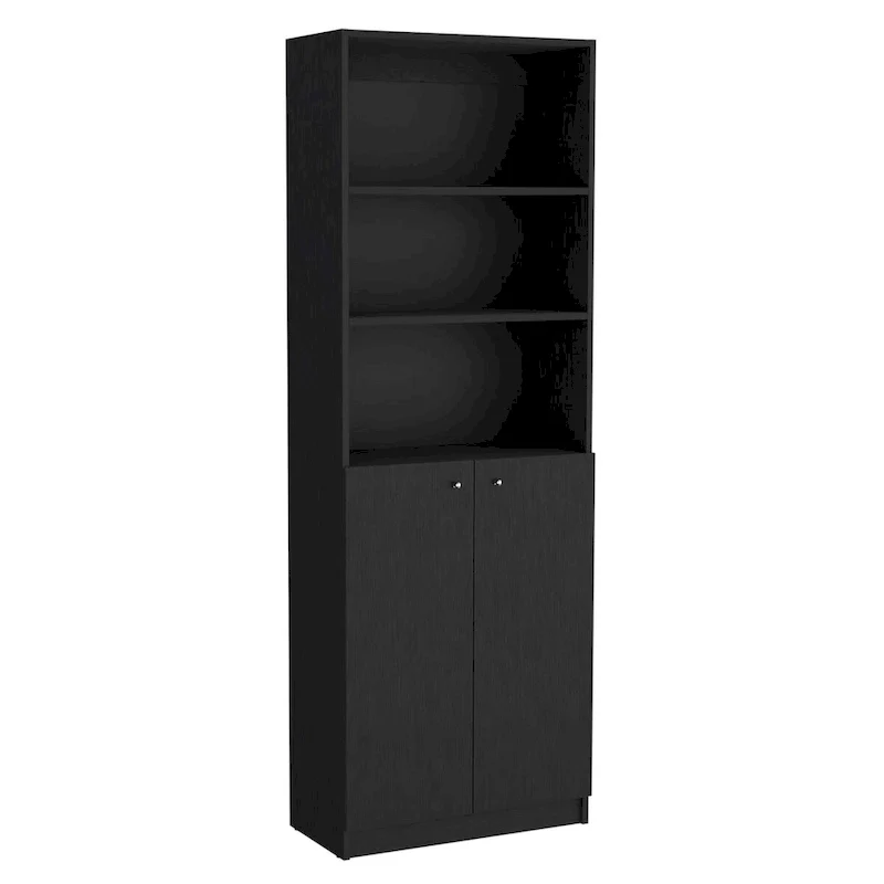 74 Wide 5-Shelf and Cabinet Bookcase