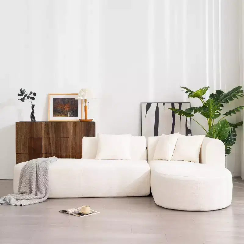 107.5W Modern Style Upholstered Curved Sectional Sofa Couch, 2-Piece Stylish Corner Sofa - HABITRIO