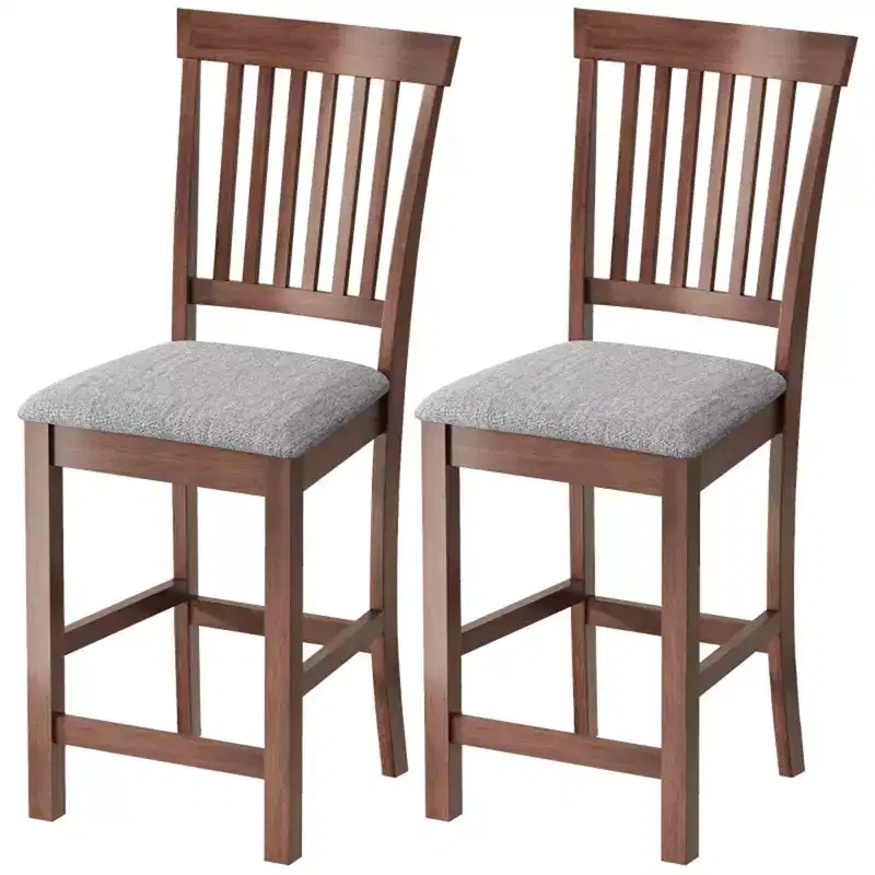 Counter Height Bar Stools Set of 2- High Back Kitchen Dining Chairs