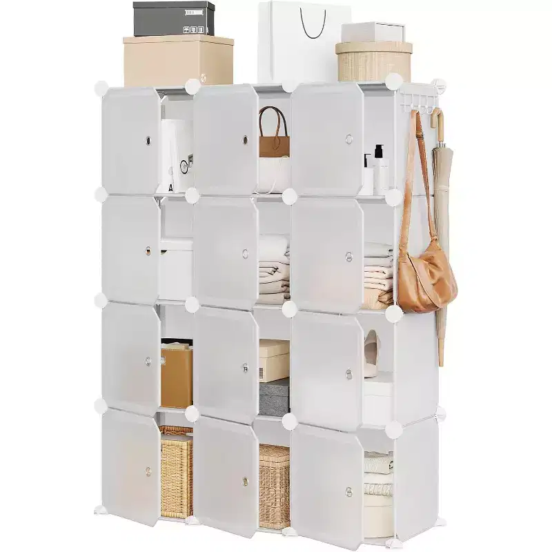 Detachable 8-Tier Shoe Rack, 32-Pair Expandable Organizer with Door for Entryway & Bedroom, Black
