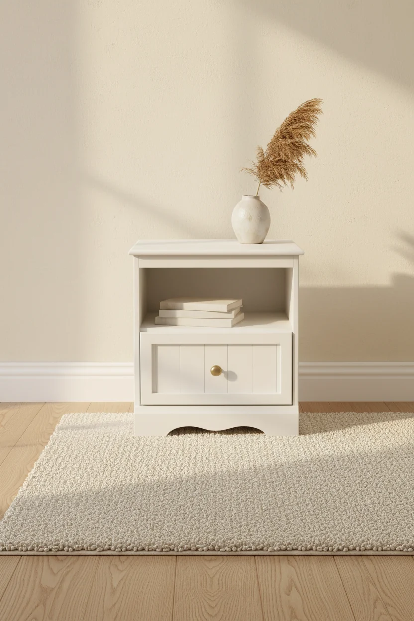 1-drawer Nightstand - End Table With Storage - Pure White