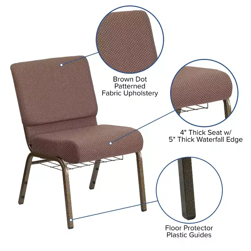 Flash Furniture HERCULES Series 21''W Church Chair with Book Rack