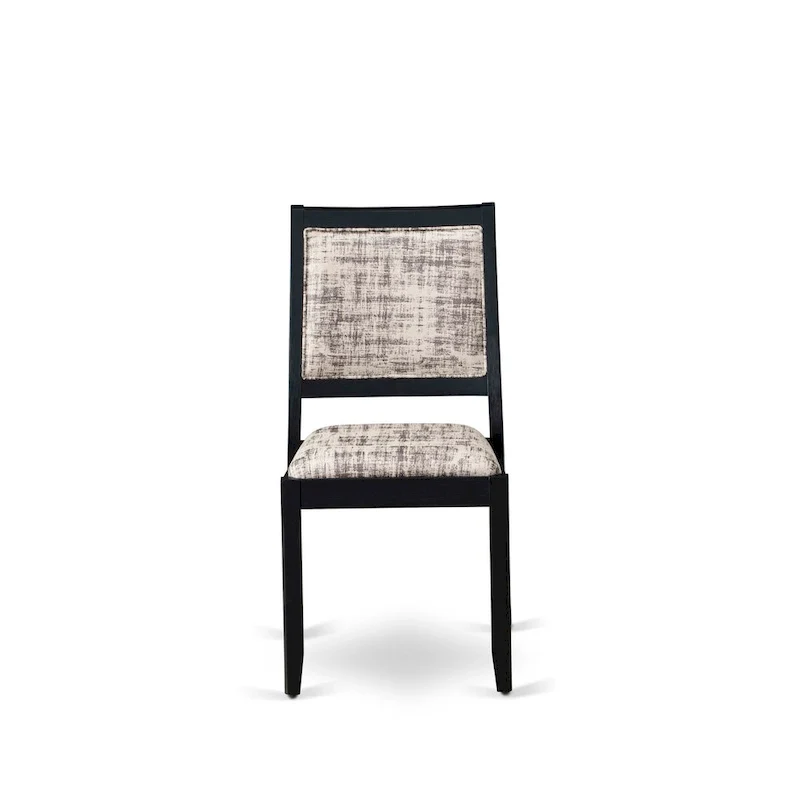East West Furniture dining room set - a kitchen table & Stackable dining chairs - Wire-brushed Black (Pieces & Seat Options)