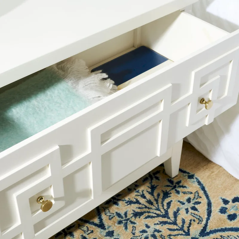 SAFAVIEH Zoey White/Gold 2-Drawer Nightstand