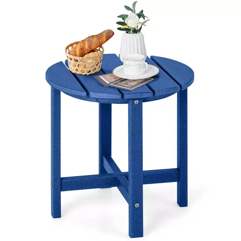 Costway 18'' Patio Round Adirondack Side Table Weather Resistant HDPE Garden