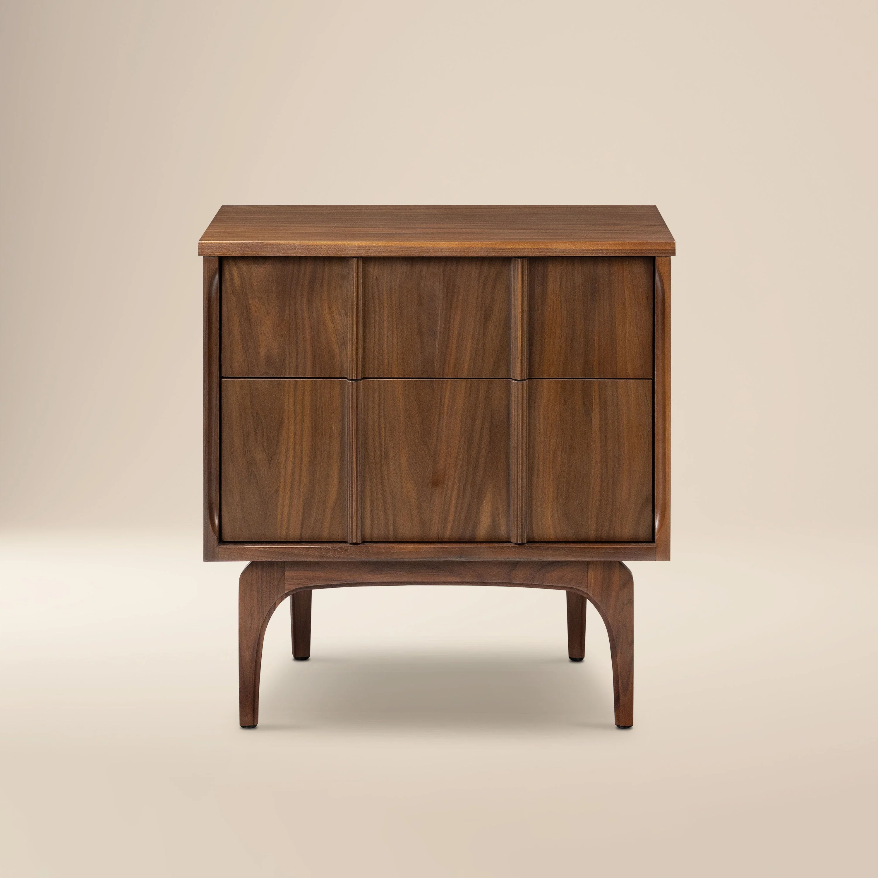Mid-Century Modern Walnut Walnut Wood Nightstand with Solid Walnut