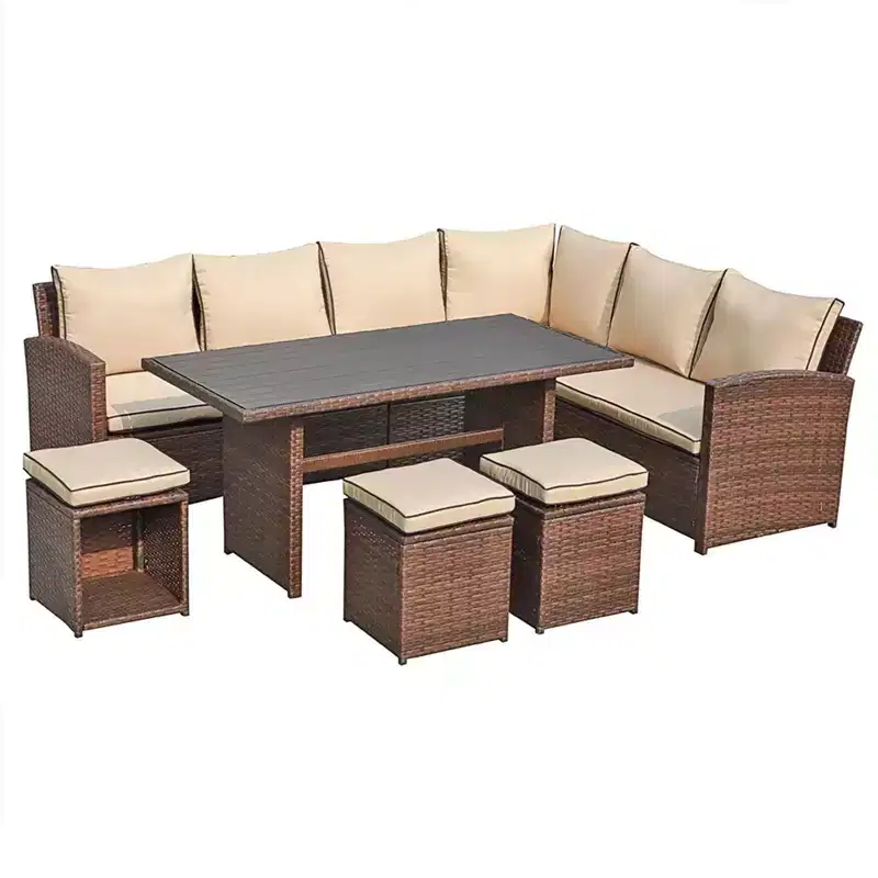 Sunsitt 7pc Wicker Outdoor Patio Conversation Set Beige