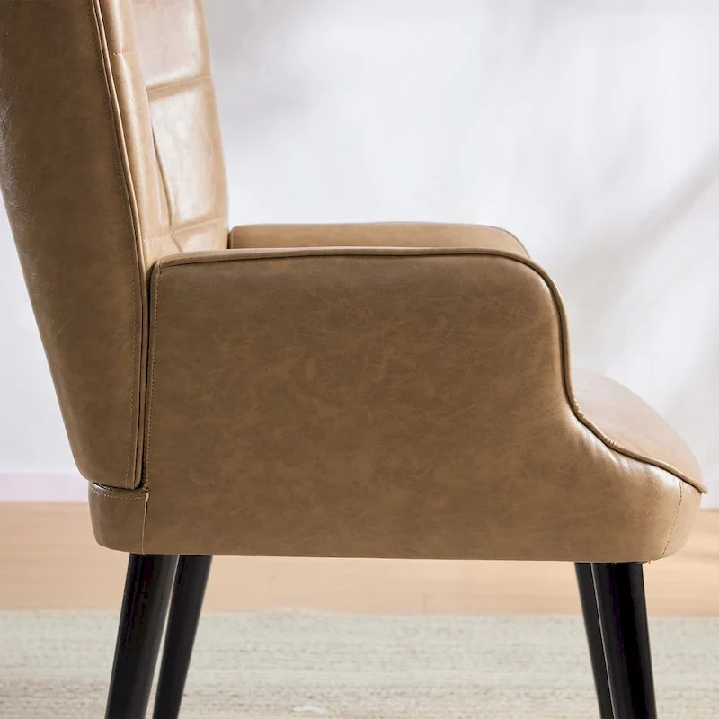 High-back Tufted Accent Chair Set of 2 Cream/ Brown/ Taupe