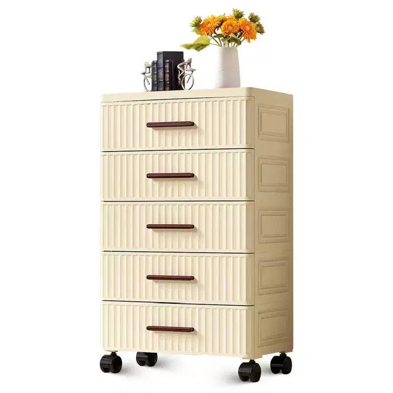 5-Tier Multifunctional Storage Cabinet in Cream, Mobile Organizer for Bedroom & Living Room