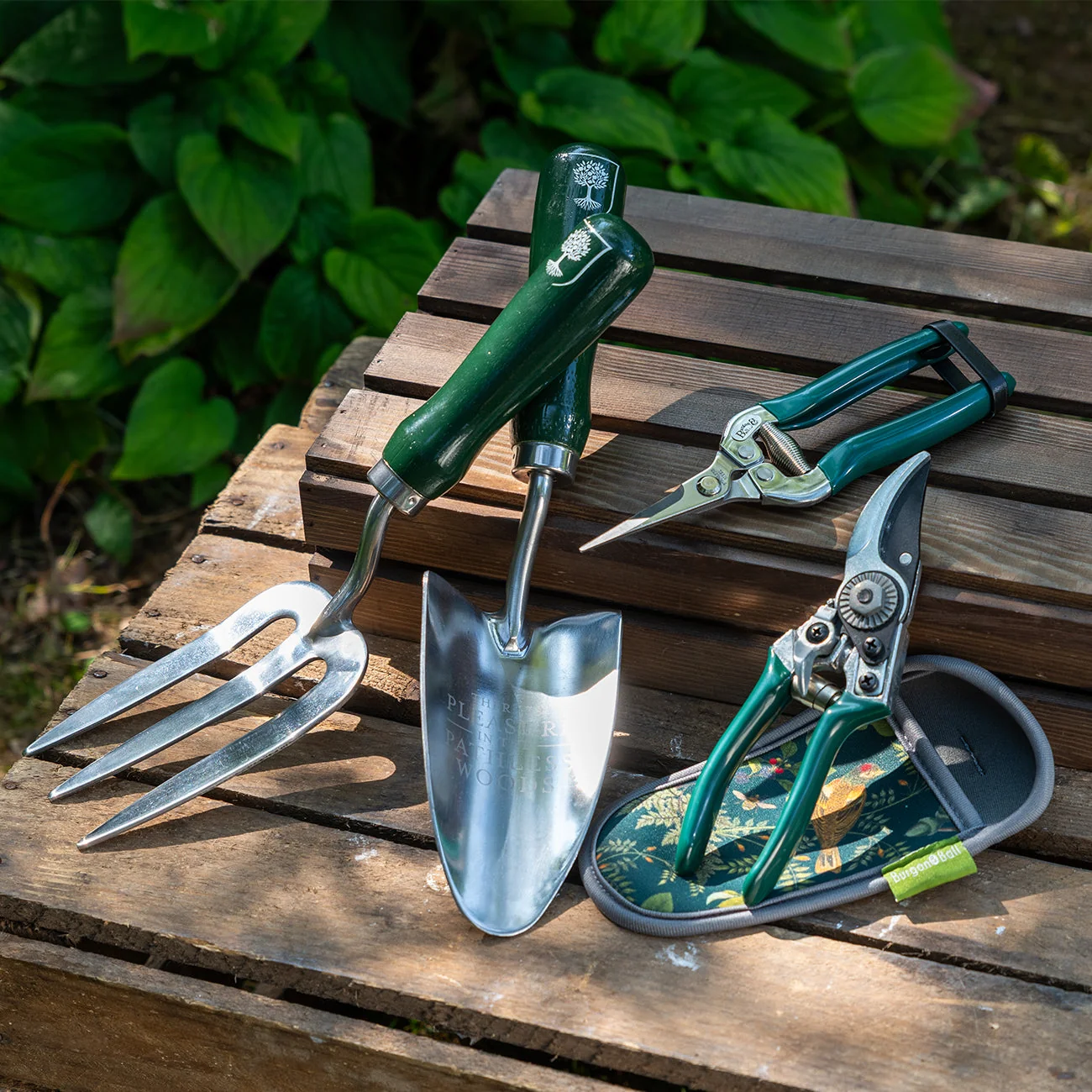 Stainless Steel Scissor Action Garden Snips with Green Handles