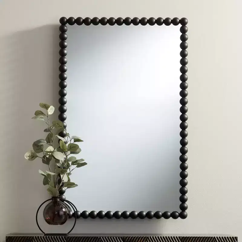 Harmer Black Iron Beaded 22 1/4 x 34 1/2 Wall Mirror