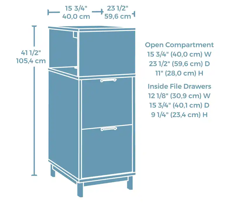 15.75 Commercial Grade File Towwr with 2-Drawers & Cubby - Natural Wood