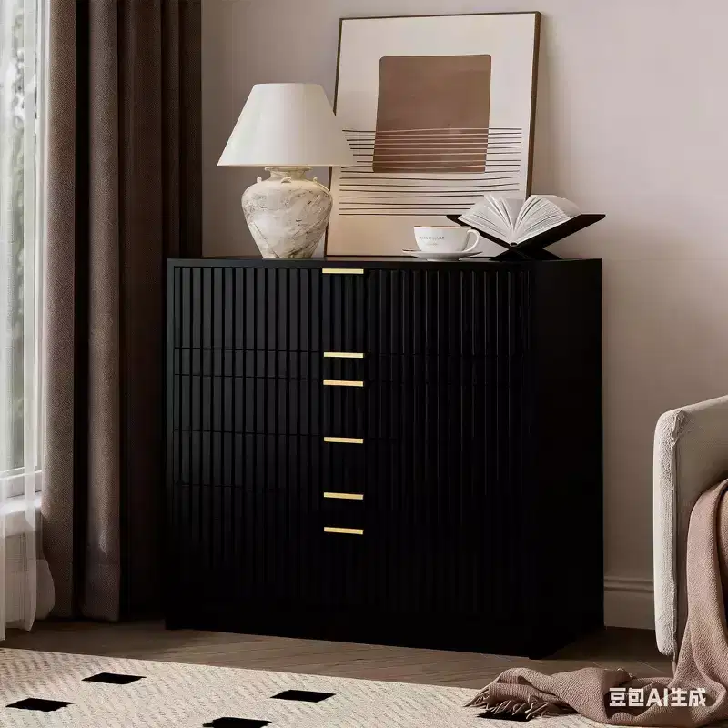 5-Drawer Dresser with Fluted Detail, Black