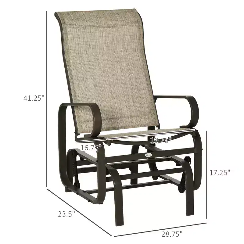 Gliding Lounger Chair, Single Rocker with Lightweight Metal & Mesh Construction
