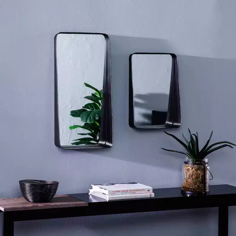 Amboros Decorative Mirrors with Shelves-2pc Set - Black - SEI