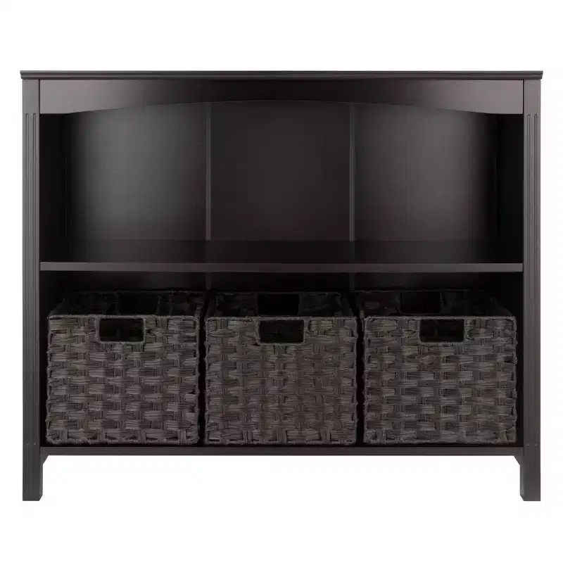 30" 4pc Terrace Storage Shelf with 3 Small Baskets Espresso/Chocolate - Winsome: Home Office Display