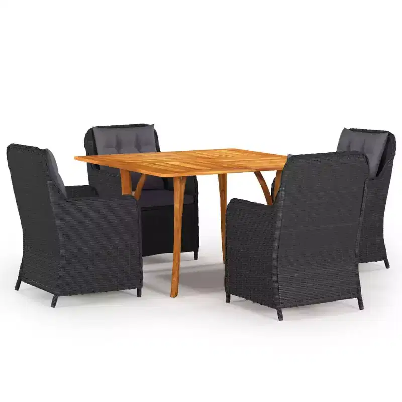 vidaXL Dining Set Black, Dark grey