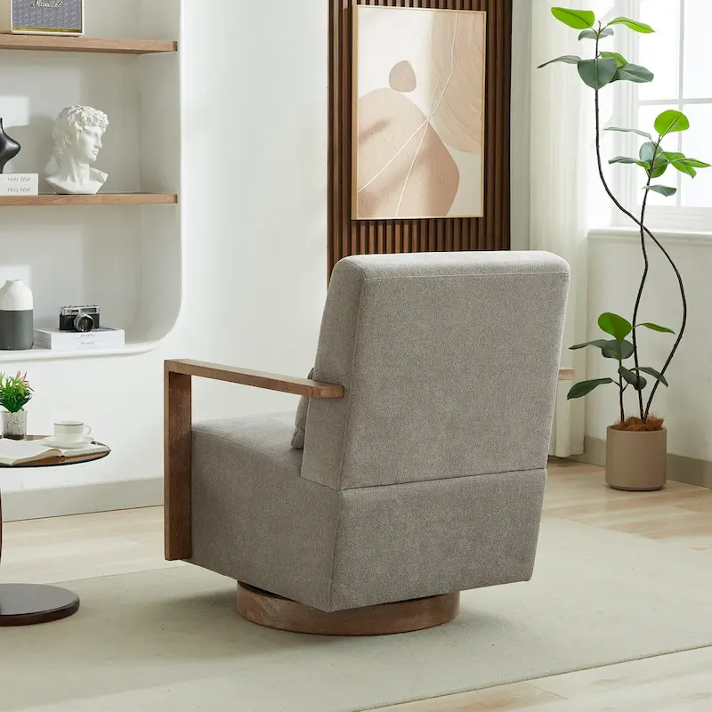 30.31 Linen Blend Upholstered 360 Swivel Accent Chair