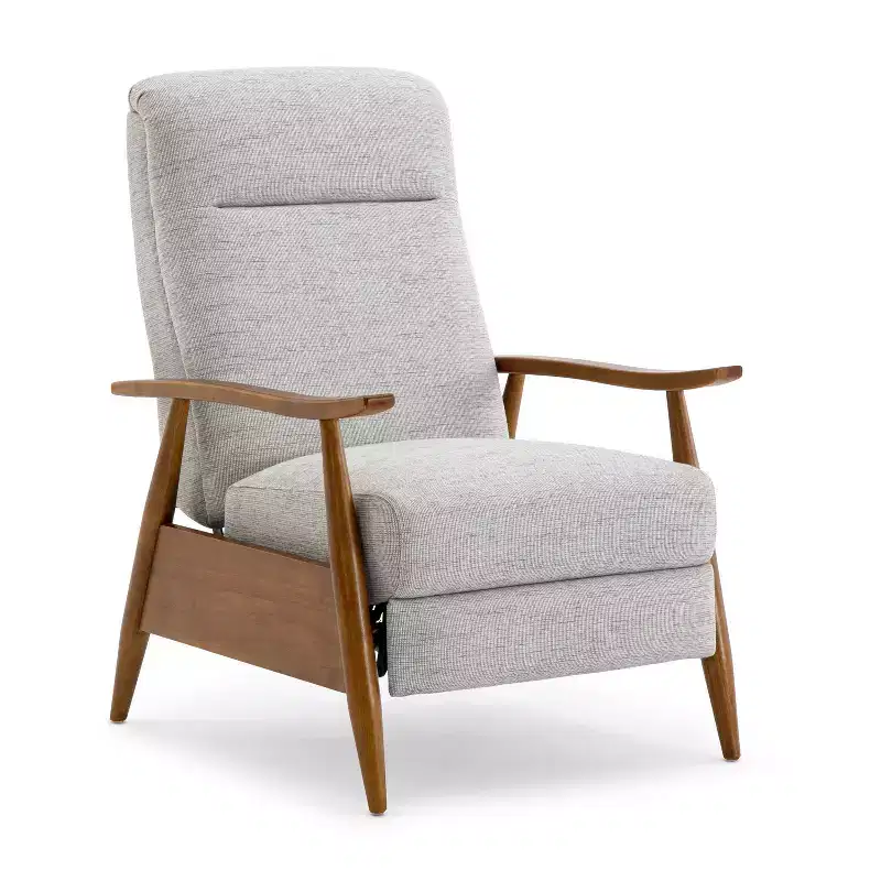 Press-Back Recliner, Polyester Upholstery, Solid Wood Frame, Foam Fill, Sea Oat