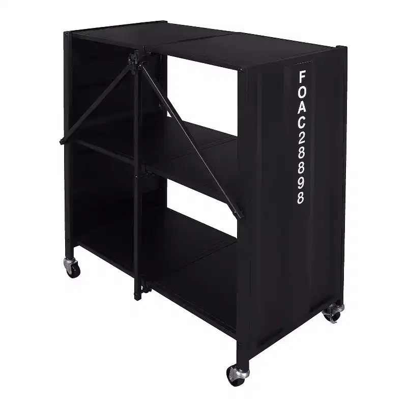 24/7 Shop At Home 35" Conlig Steel Folding Bookcase with Wheels Black