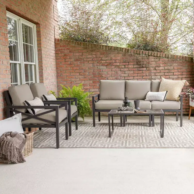 Leisure Made Blakely 6pc Aluminum Seating in Tan Fabric