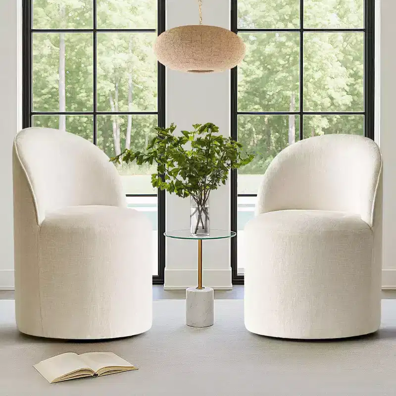 Modern Chenille Upholstered Swivel Accent Chair with Casters, Armless Rolling Lounge Chair for Living Room, Bedroom, or Home Office