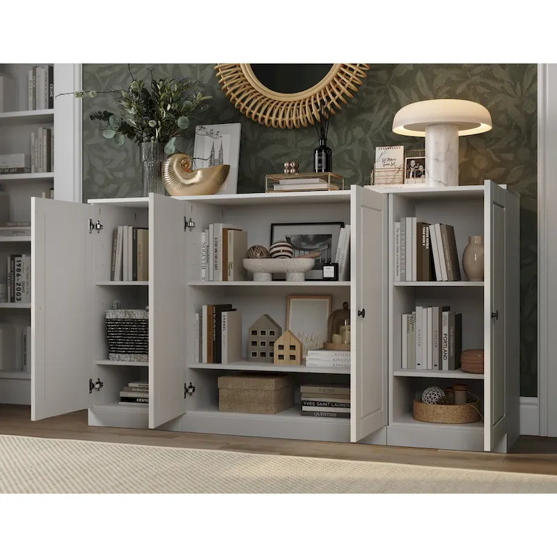100% Solid Wood 65 Sideboard with Clear, Frosted Glass or Solid Wood Doors by Palace Imports