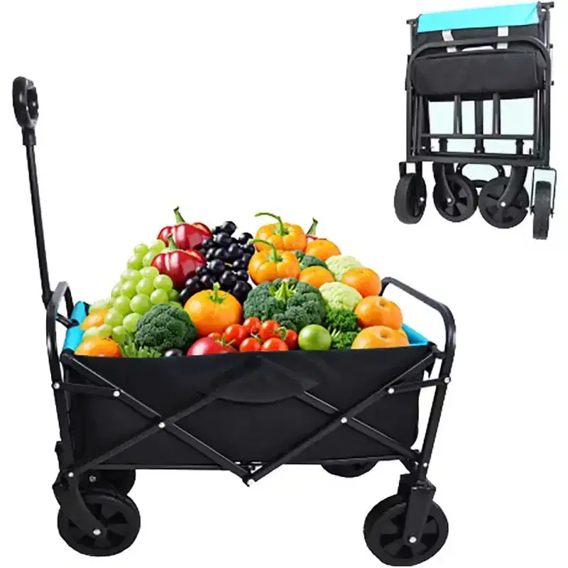 Foldable Garden Shopping & Beach Cart, Metal, for Outdoor Use