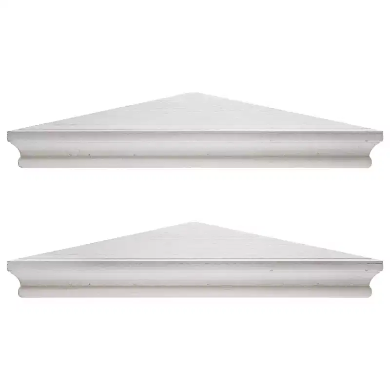 Set of 2 Wood Floating Corner Shelves – Whitewash Finish