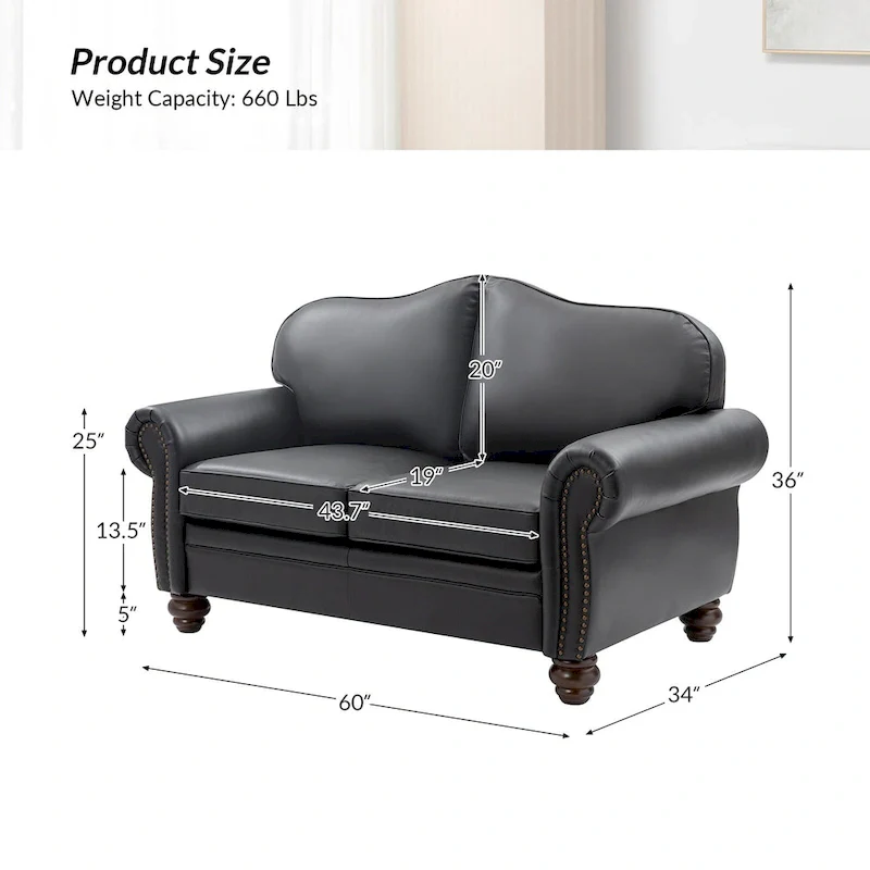 Angel Transitional Genuine Leather Sofa With Tufted Back by
