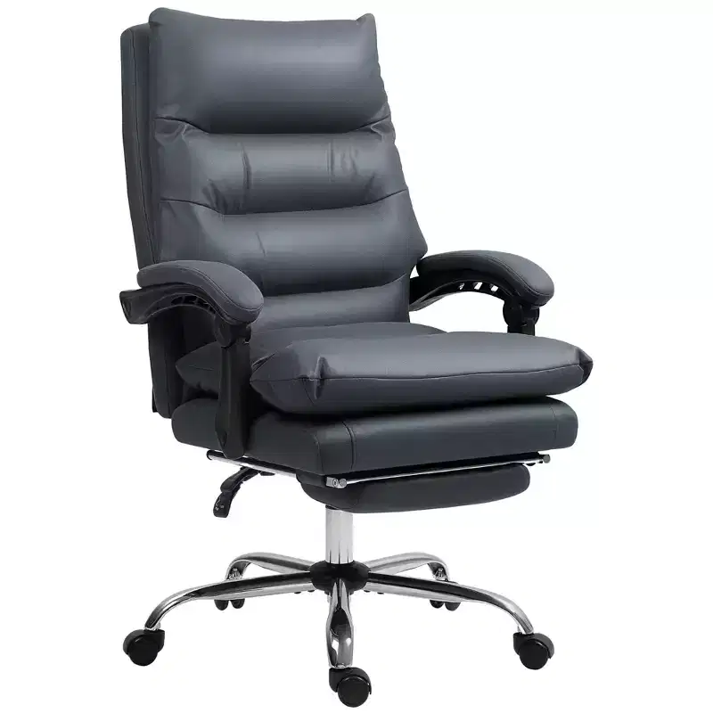 Microfibre Massage Office Chair, Heated Reclining with Footrest, Double-Tier Padding, Swivel Wheels