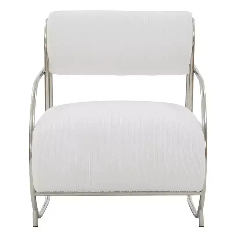 Bethann Metal Frame Accent Chair - SFV5130 - White/Silver - Safavieh Couture