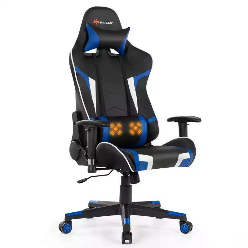 Massage Gaming Chair, Reclining Swivel Racing Office Chair with Lumbar Support