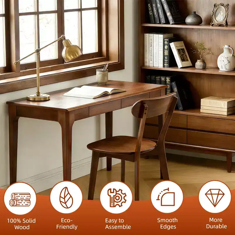 GDFStudio Dalton Mid Century Modern Solid Wood Dining Chairs with Ergonomic Curved Backrest (Set of 2)