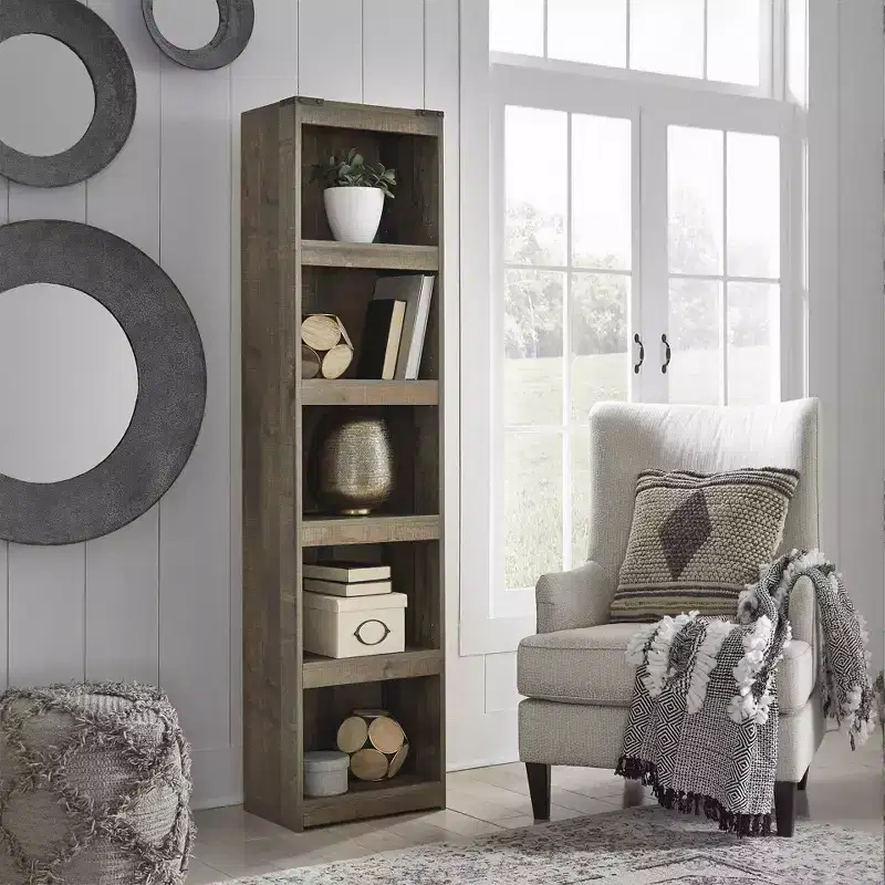 Signature Design by Ashley 72.01" Trinell Pier Brown: Modern Style, 4-Tier Open Shelf Storage, MDF Composite