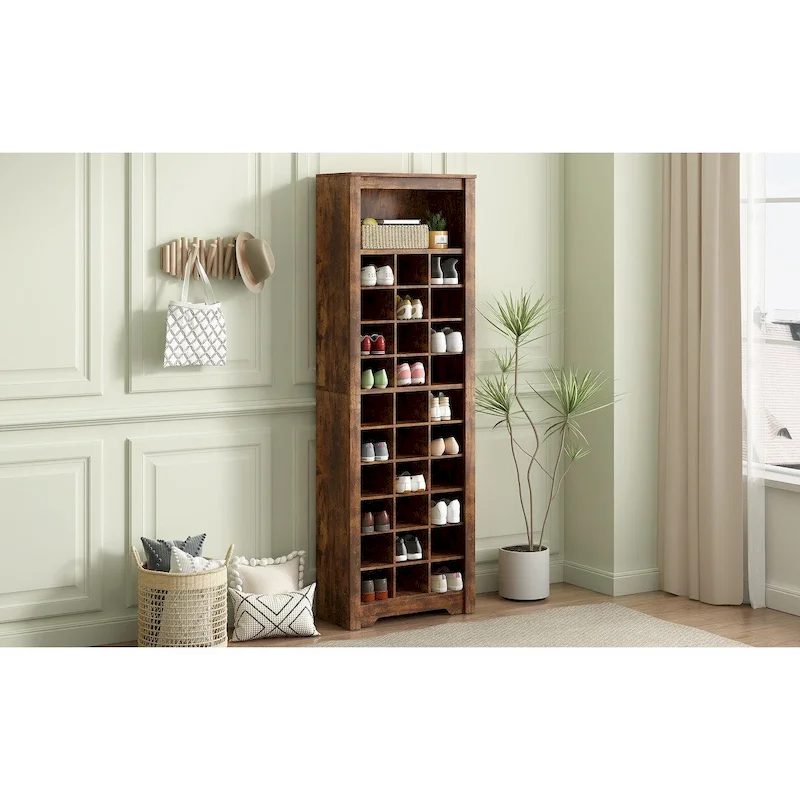 Stylish Design 30 Shoe Cubby Console