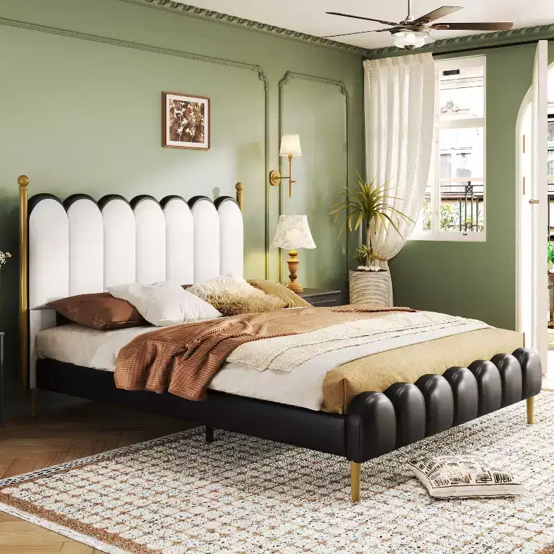Christopher Knight Home Caitria Contemporary Faux Leather Platform Bed with Headboard and Footboard