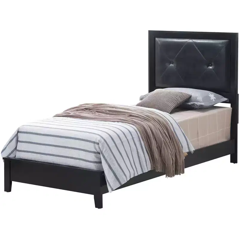 Passion Furniture Primo Tufted Faux Leather Upholstered Twin Panel Bed