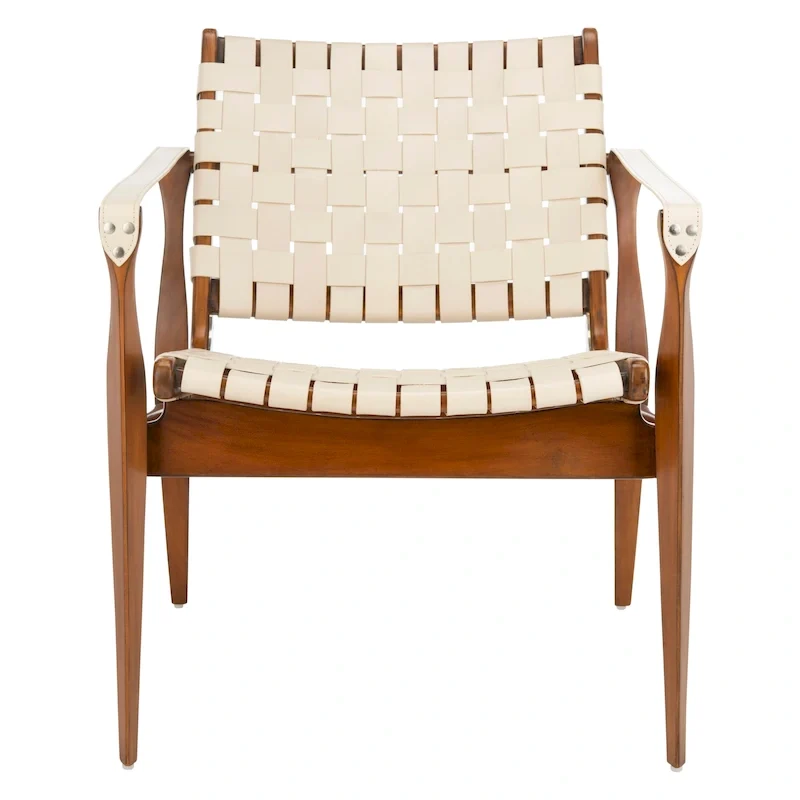 SAFAVIEH Couture Zenica Leather Safari Chair - 24.5 W x 30 L x 30 H - 25W x 30D x 30H