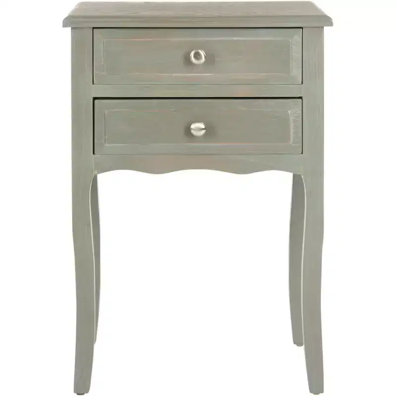 French Farmhouse End Table | White Birch, 2 Drawers, No Assembly