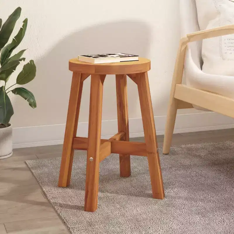 XL Stool Brown Solid Acacia wood Medium Durable Stool Round
