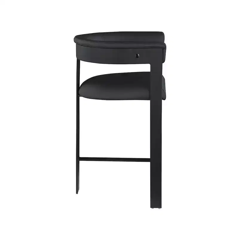 Meridian Furniture,Romeo Black Vegan Leather Counter Stool, Set of 2