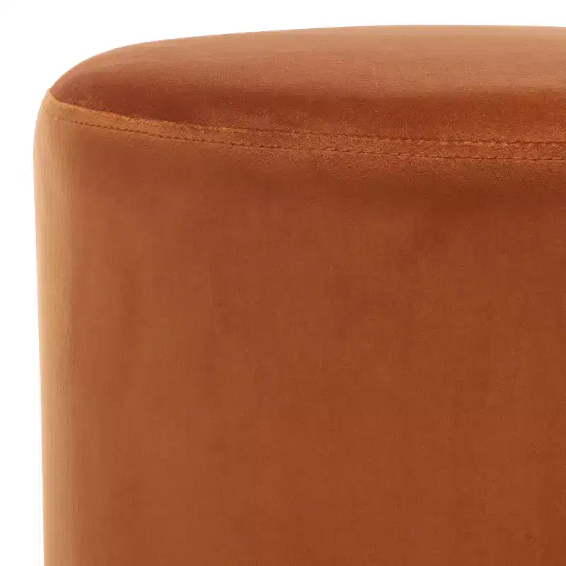 Ivory / Rust Round Velvet Ottoman with Tassel, Seats 1