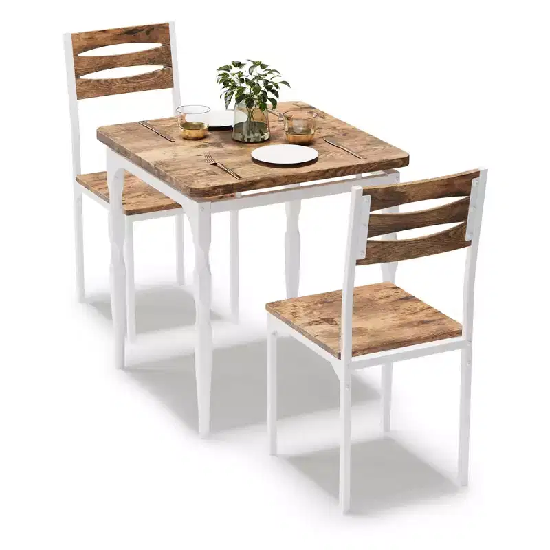 Dining Table Set for 2, Dining Table and Chairs Set of 2, 3 Piece Dining Table Set with Spiral Table Legs for Small Spaces, Kitchen, Apartment