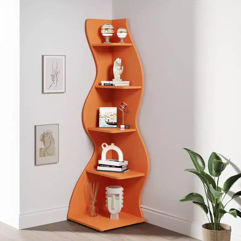 5-Tier Sea Grass-Shaped Wall Corner Bookshelf