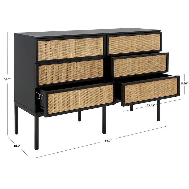 6 Drawer Rattan Dresser