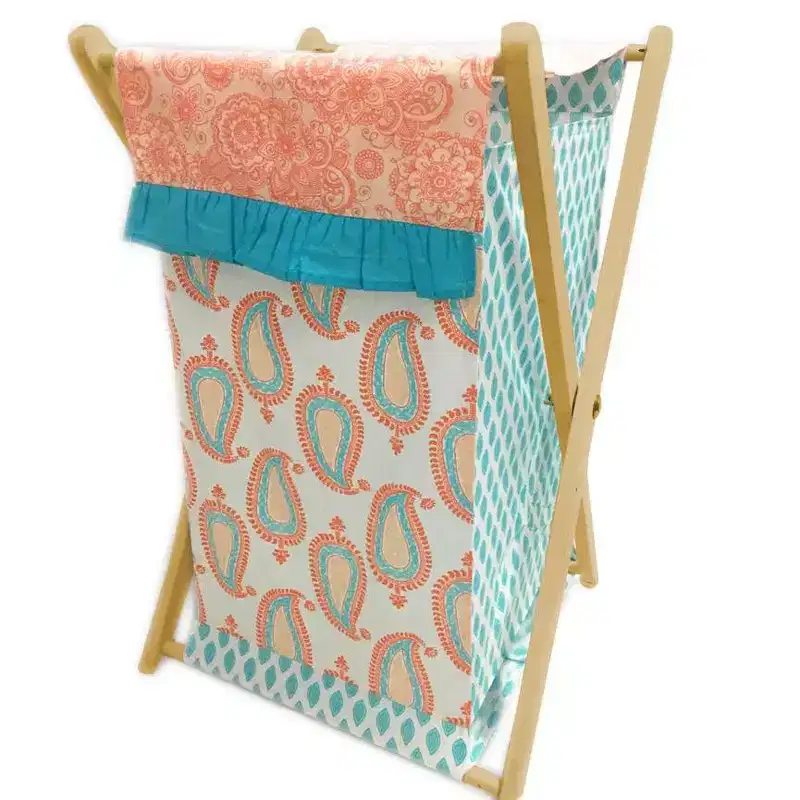 Collapsible Laundry Hamper with Wooden Frame