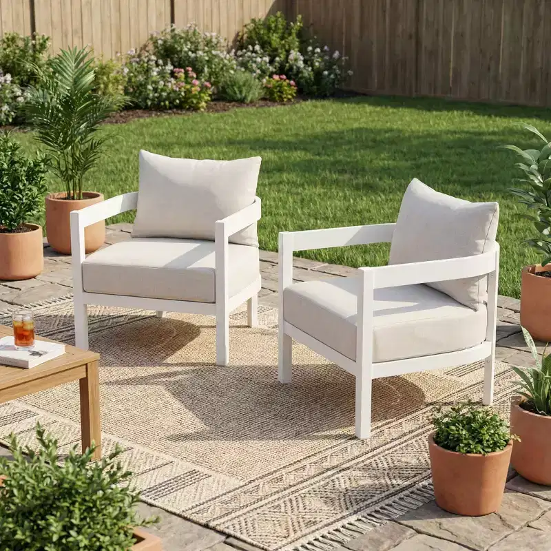 Christopher Knight Home Daniela Modern Aluminium Patio Accent Chairs with Cushion and Curved Backrest (Set of 2)