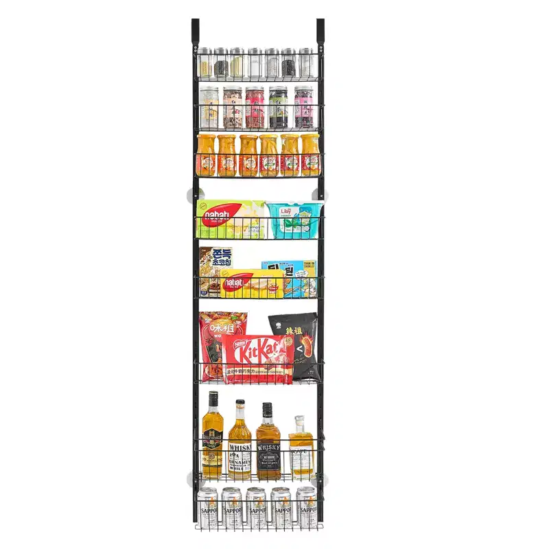 VEVOR Over the Door Pantry Organizer, 8-Tier Pantry Organization and Storage, Heavy-Duty Steel Hanging Spice Rack, Black